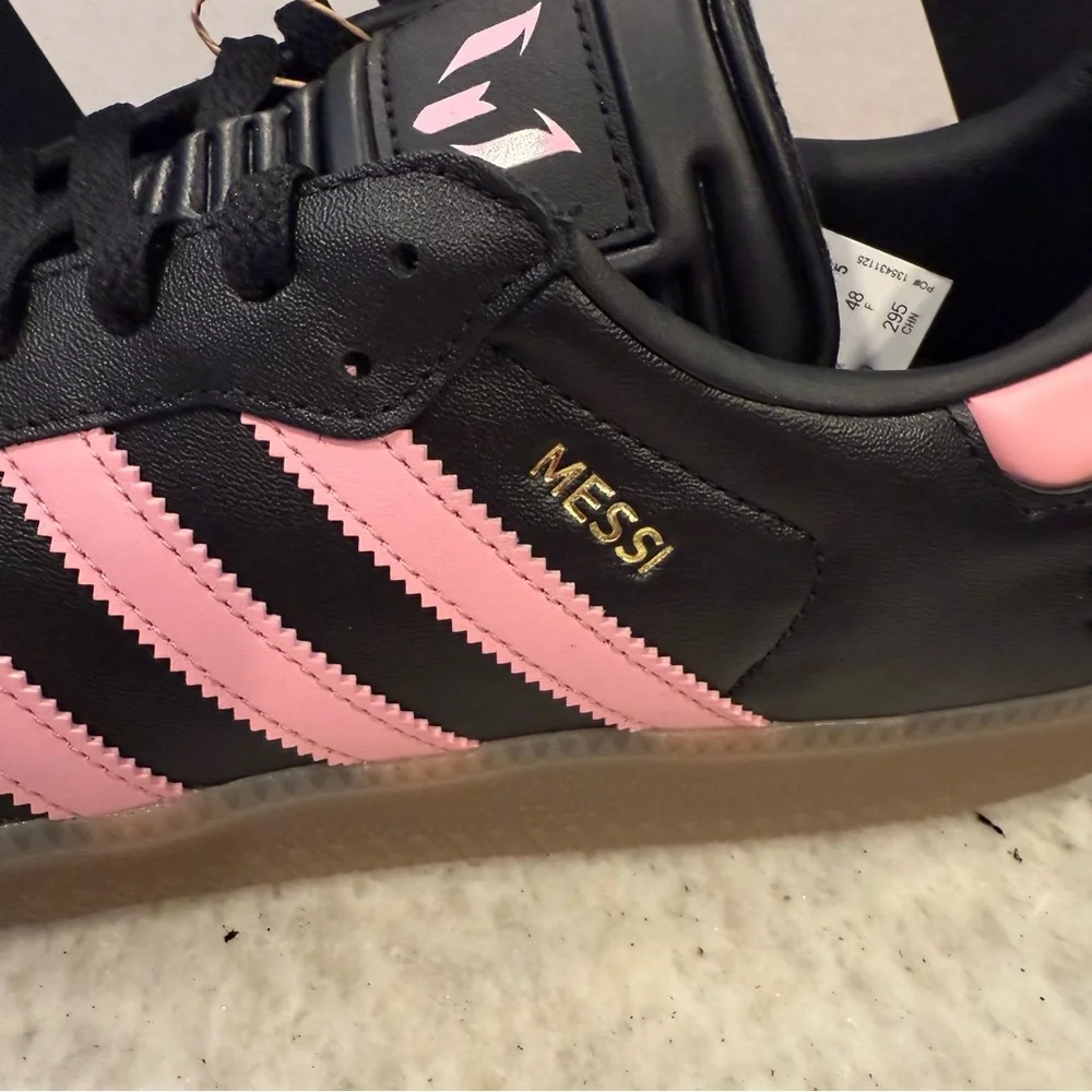 Adidas Black and Pink Samba‎ Messi Edition Leather Shoes, Rubber Sole, size 13